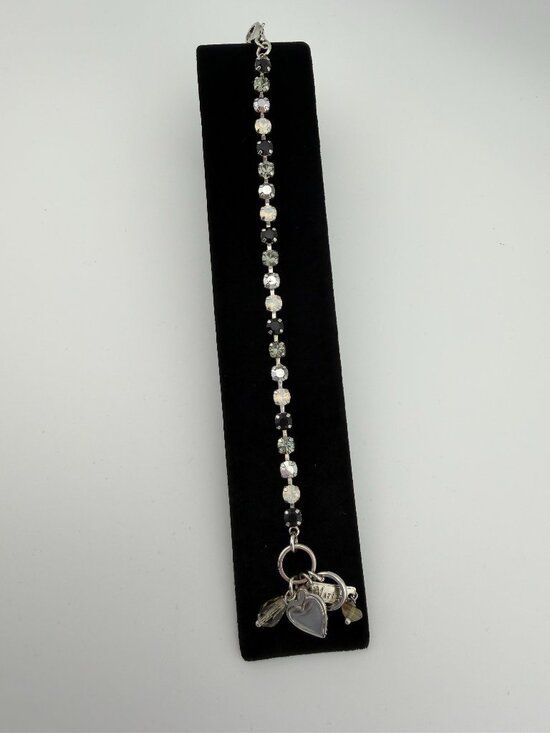 Mariana Jewelry - Mariana Petite Tennis Style Bracelet Silver Grey Black Opal